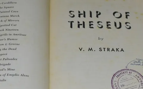 Title page of "ship of theseus" by v. m. straka.